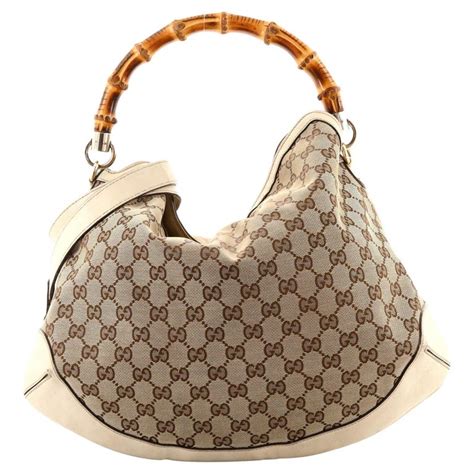 Gucci Bamboo Peggy Hobo Gg Canvas Medium For Sale At 1stdibs