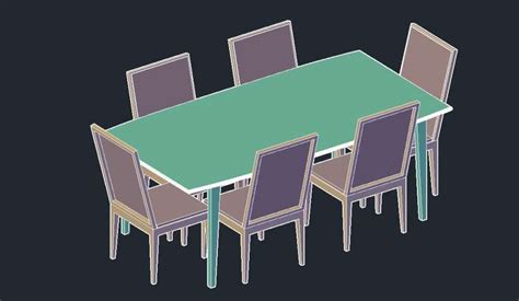 3d Model Of Dining Table And Chair Layout Cad Furniture Block Autocad