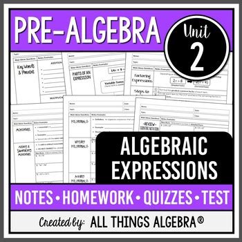 It will certainly squander the time. Algebraic Expressions (Pre-Algebra Curriculum - Unit 2 ...