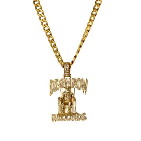 Iconic Iced Out Tupac Death Row Chain Celebrity Design Gold Pendants