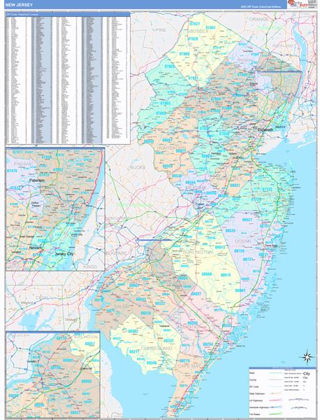 New Jersey Zip Code Maps Color Cast