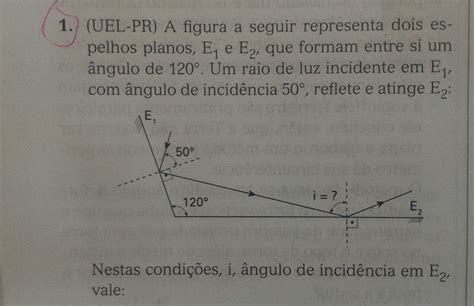 Dois Espelhos Planos E1 E E2 Formam Entre Si 50