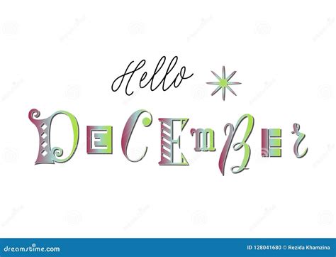 Lettering Of Hello December With Different Letters In Colorful Gradient