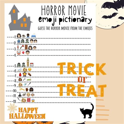 Horror Movie Emoji Pictionary Halloween Party Game Halloween Movie