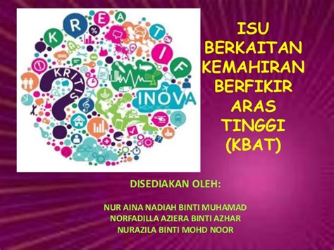 Jadual 5, adalah contoh soalan yang boleh dikemukakan oleh guru mengikut. Kemahiran Berfikir Aras Tinggi (KBAT)