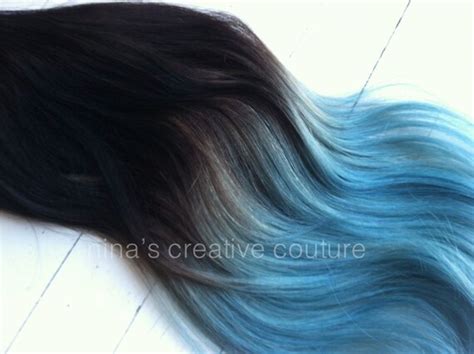 Items Similar To Blue Ombre Hair Extensions Blue Dip Dye Hair Black