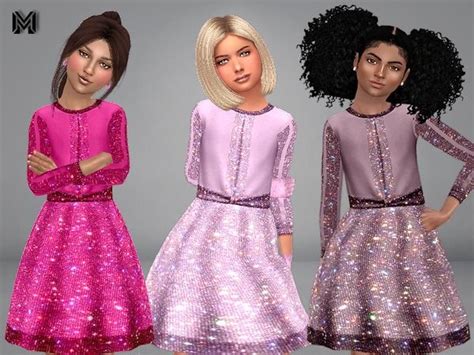 Martyps Mp Child Sparkly Dress Sims 4 Children Kids Outfits Sims 4