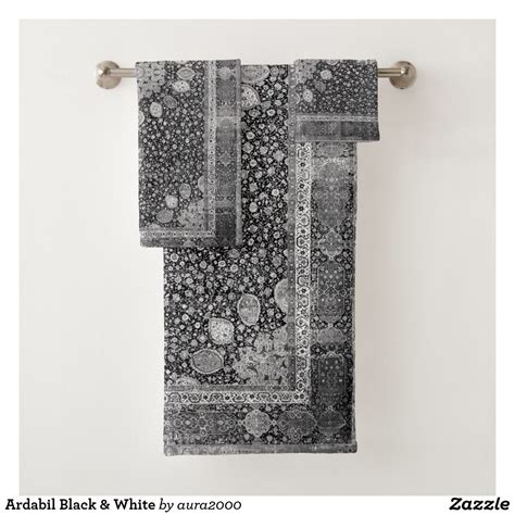 The extra large luxury bath towel by utopia towels is perfect for people who prioritize surface space and coverage in their towels. Ardabil Black & White Bath Towel Set | Zazzle.com | White ...