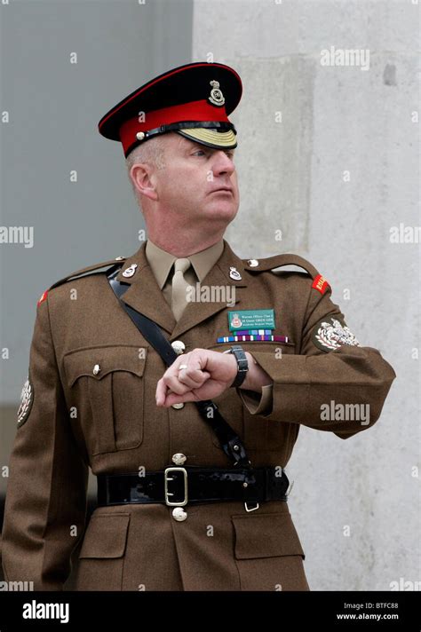Rsm Regimental Sergeant Major Vince Gaunt Checks His Watch While Stock