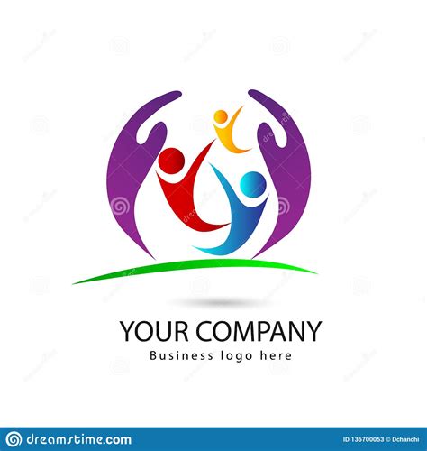 People Three People Three Color With Hand Family Eco Friendly Logo ...