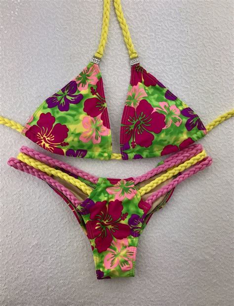 quick ship bikinis by ravish sands 2018 tropical pink green floral multistring bikini brazilian