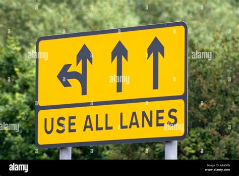 Use All Lanes Road Sign Stock Photo Alamy
