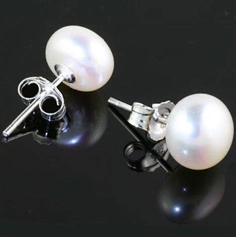 Classic Mm Sterling Silver Freshwater Pearl Stud Earrings Gift