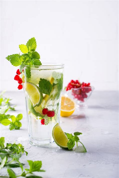 Cold Summer Homemade Fruit And Berries Lemonade Mojito Lemonade Or