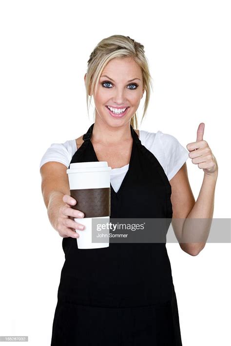 Cheerful Waitress Giving Thumbs Up High Res Stock Photo Getty Images