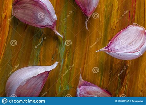 Garlic Cloves On The Surface Yellow Stock Image Image Of Healthy