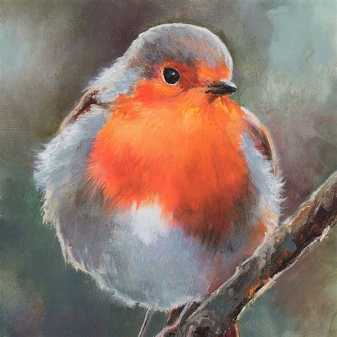 Robin Bird Painting Framed Realistic Bird Oil Painting Red Etsy