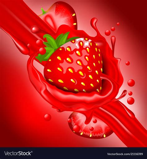 Splash Of Strawberry Juice In Motion Royalty Free Vector