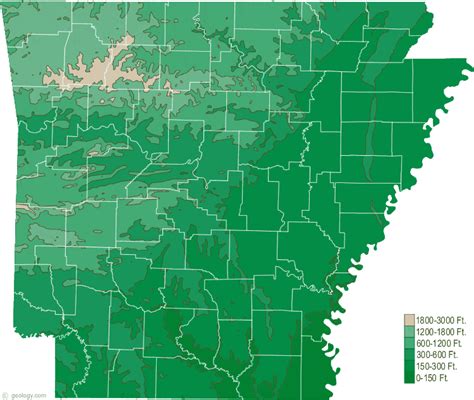 Arkansas Physical Map And Arkansas Topographic Map
