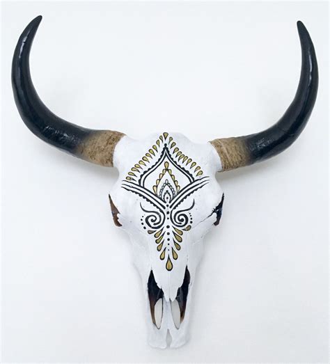 Gorgeous Hand Painted Faux Cow Skull 3 Sizes Available Etsy Painted