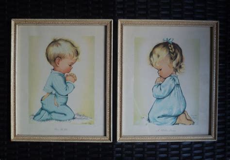 Boy And Girl Praying Pair Framed Art Prints By Charlot Byj A Childs
