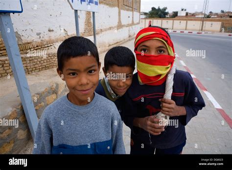 Tunisianefta Children In Avenue Habib Bourguiba Stock Photo Alamy