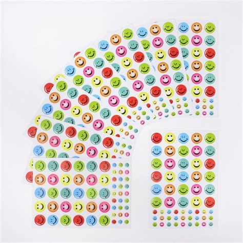 Fun Stickers 25 And 10mm Multicolour Smiley Faces Award Stickers Paper