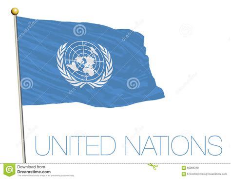 Waving Flag Of The United Nations Isolated On White Background Stock