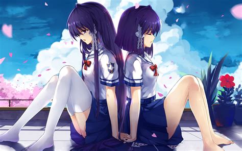 Wallpaper Illustration Anime Girls School Uniform Clannad
