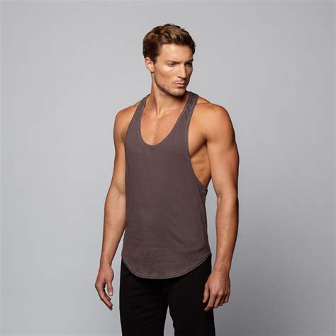 Over Dyed Racerback Muscle Tank Charcoal Men Fashion Site