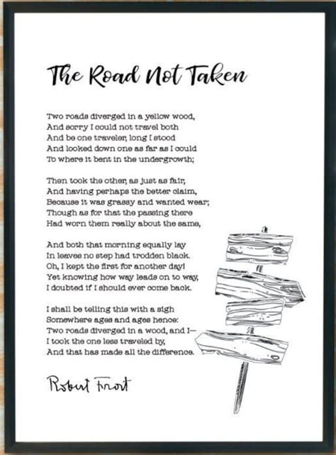 this is a printable instant download version of the classic robert frost poem the road not