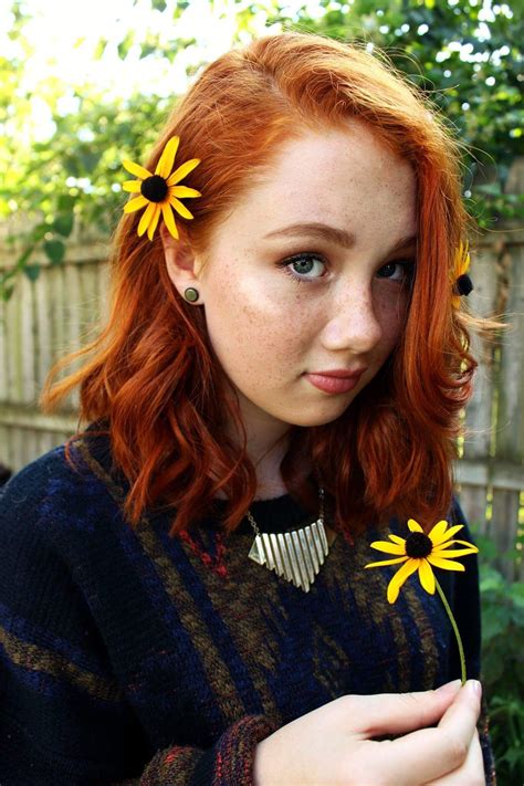 red henna hair dye photography sunflowers autumn redhead ginger babe vintage sweater fashion