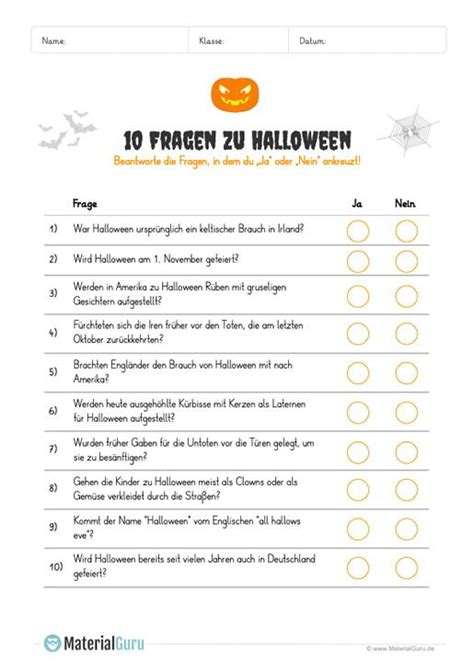 Kostenlose leseprobe / lesetext für das fach deutsch in der grundschule klasse 3 und 4 mit musterlösung. Ein kostenloses Arbeitsblatt zu Halloween, auf dem die ...