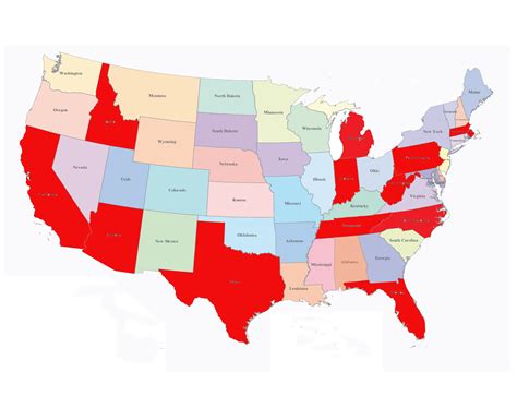 Solved Usa Lower 48 Map With State Names Each State Editable With