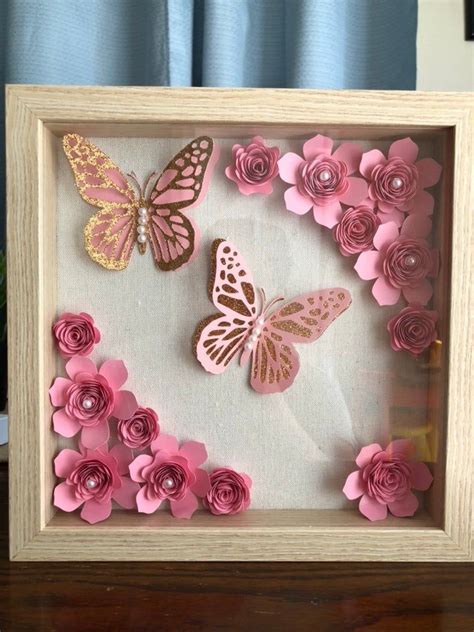 Flowers And Butterflies Shadow Box. | Etsy | Flower shadow box, Paper