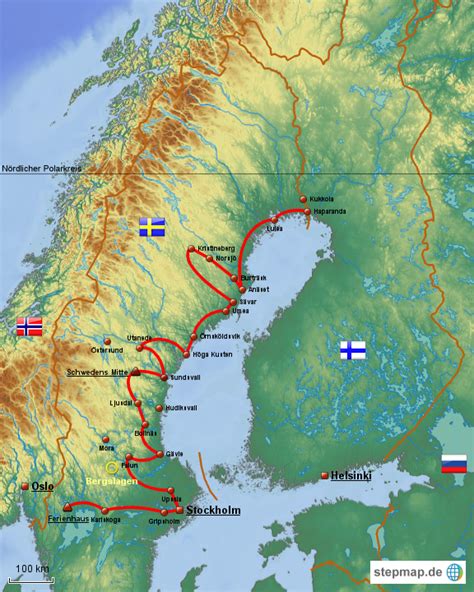 Gesamtstrecke Ostschweden Von Fuxnuxer Landkarte Für Skandinavien