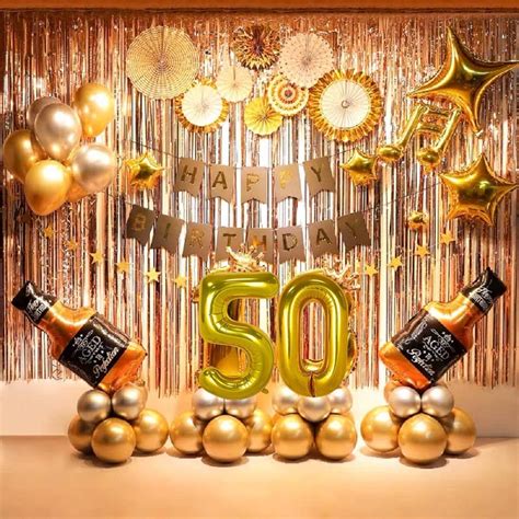 50th Birthday Decorations Party Supplies 50 Banner Gold Npakins Her