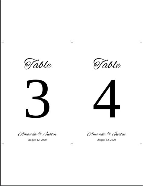 Wedding Table Numbers Template 4x6 Printable Table Number Etsy