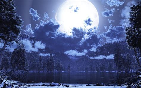 Moon Over The Lake Wallpaper And Background Image 1680x1050 Id