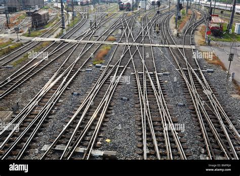 Railroad Tracks With Switches Stock Photo Alamy
