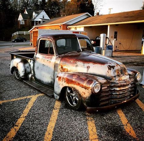 deep gloss clear coat over a patina rusty finish on an advance design chev pickup truck 54 chevy
