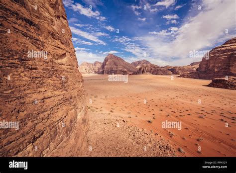 Red Sands In Wadi Rum Valley Also Called Valley Of The Moon In Jordan