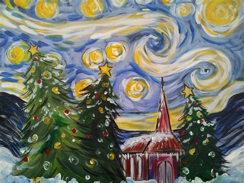 Starry Night Christmas Texas U Can Paint Winter Art Lesson Night