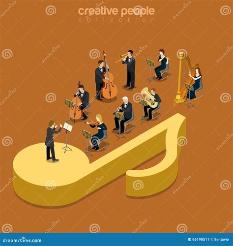 Classic Instrumental Orchestra Concert Flat Isometric Vector 3d Stock