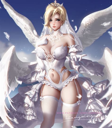 papel de parede misericórdia mercy overwatch anjo angel s wings asas meias liang xing