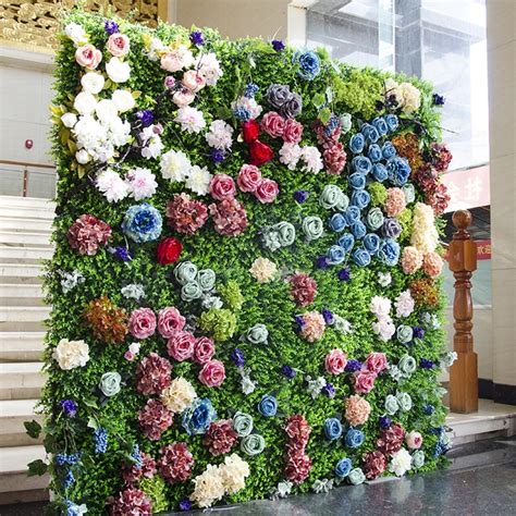 2m X 2m Grass Green With Colorful Wedding Flower Wall Flower Backdrop