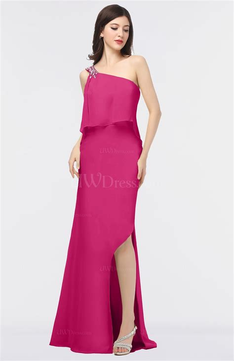 Beetroot Purple Elegant A Line Asymmetric Neckline Sleeveless Zip Up