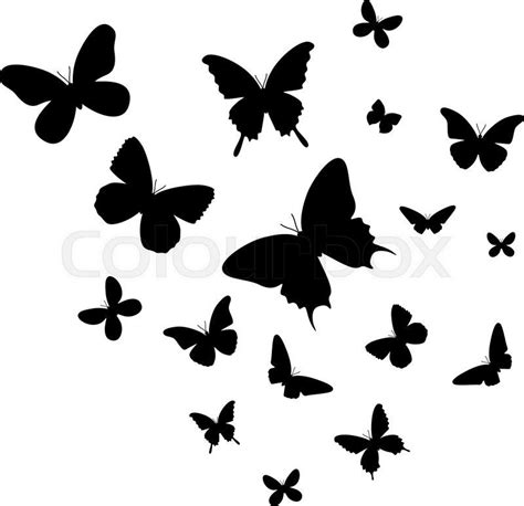 Download Stock vector of 'A swarm of black silhouette butterflies ...