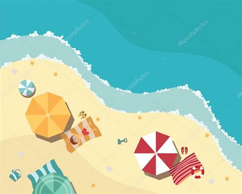 Summer Beach In Flat Design — Stock Vector © Royalty 64610909
