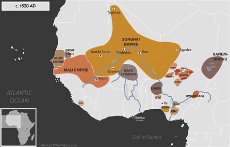 Historical Map Of West Africa C 1520 Ad Showing The Songhai Empire